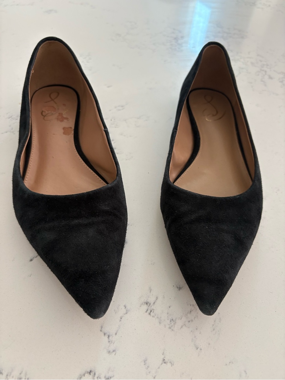 Sam Edelman Black Pointed Suede Flats - Classic Pointed Toe